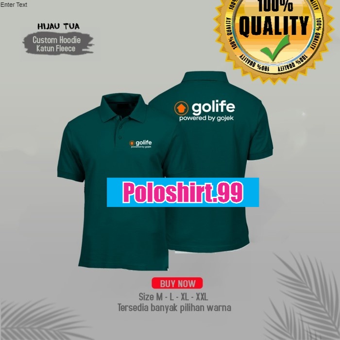 Kaos Polo Kerah / Poloshirt golife Gojek Terbaru Murah Distro - M, Hijau tosca tua