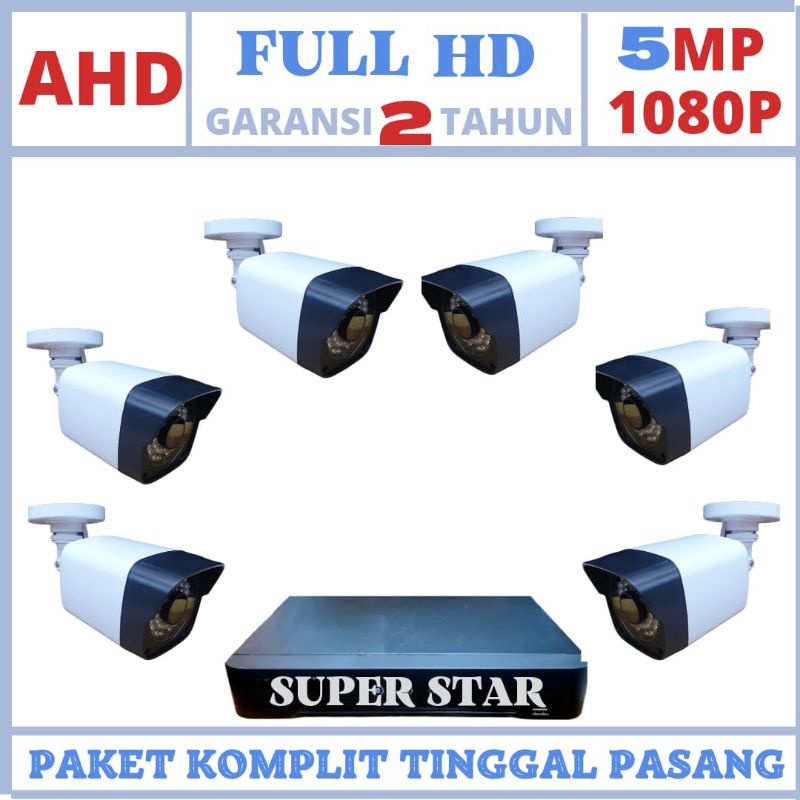 paket cctv 8 channel 6 kamera lensa 5mp 1080p ir sony full hd