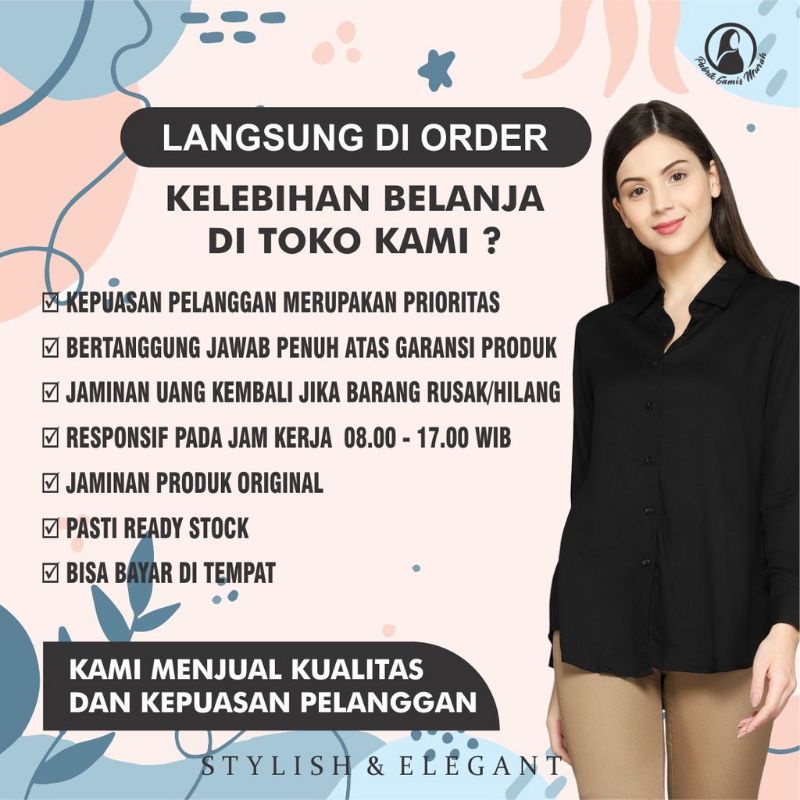 Kemeja Polos Basic Atasan Blouse Wanita Casual  Kombinasi / Kemeja Polos Kekinian Korean Style