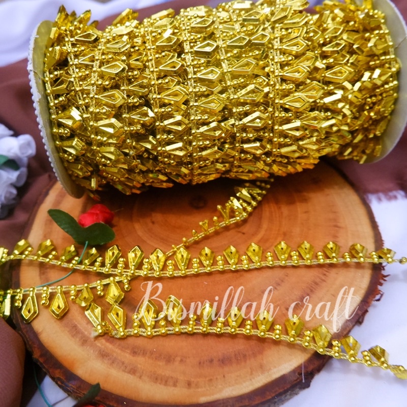 Mote Rantai MAS PEDANG 1 METER Mutiara Hiasan Dekorasi Rustic Kerajinan Mahar Cincin Craft DIY Biji 