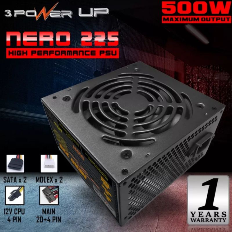 Power Supply 500 Watt Power Up Nero 225 Original High Quality