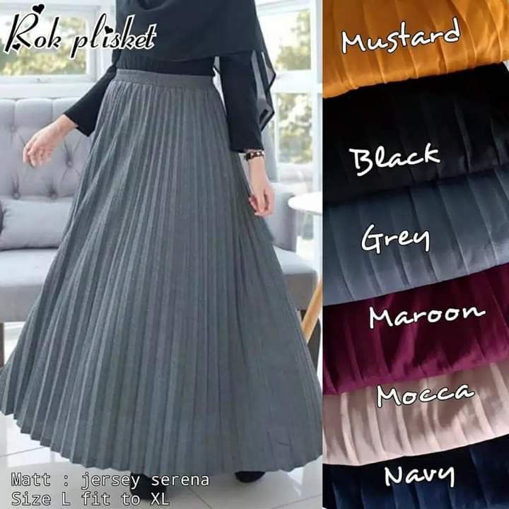 [cod] ROK PLISKET MAYUNG PANJANG / PLEATED SKIRT wanita murah