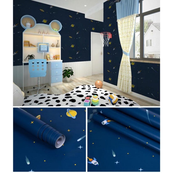 Wallpaper Dinding Kamar Tidur Motif Planet