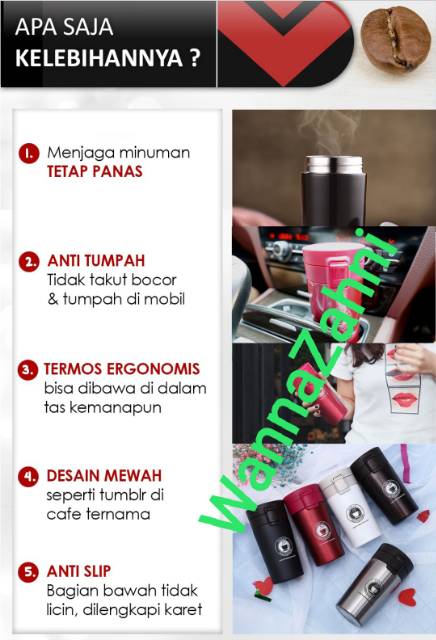 WnZcollection / Termos Kopi / Travel Mug Coffee Tahan Air Panas &amp; Dingin  B46 Stainless / Termurah