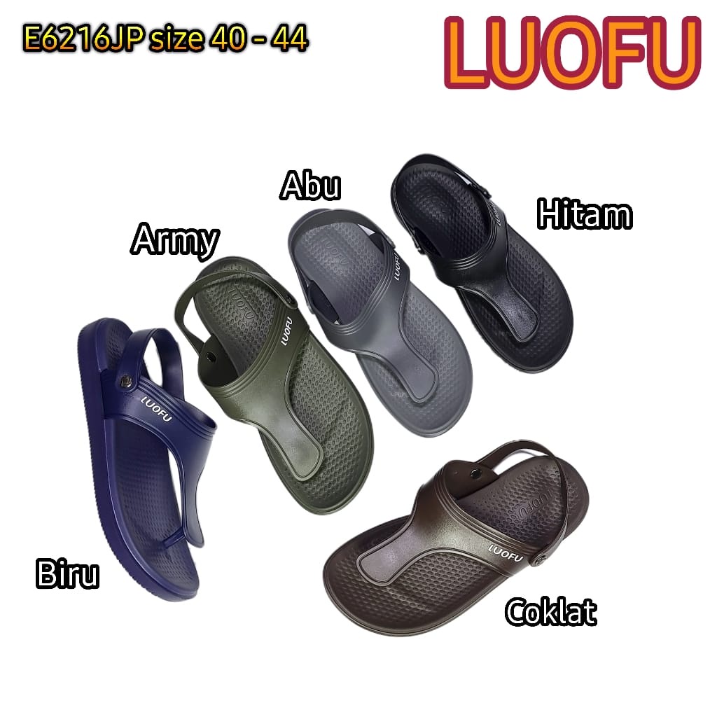 LUOFU jelly sandal karet empuk murah pria sepatu sendal tali jepit cowok import E6216JP