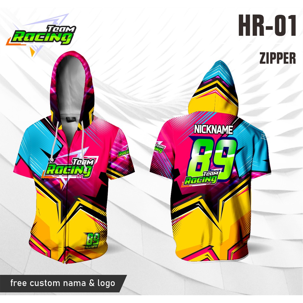 Jersey drifit hoodie motorcycle racing lengan pendek