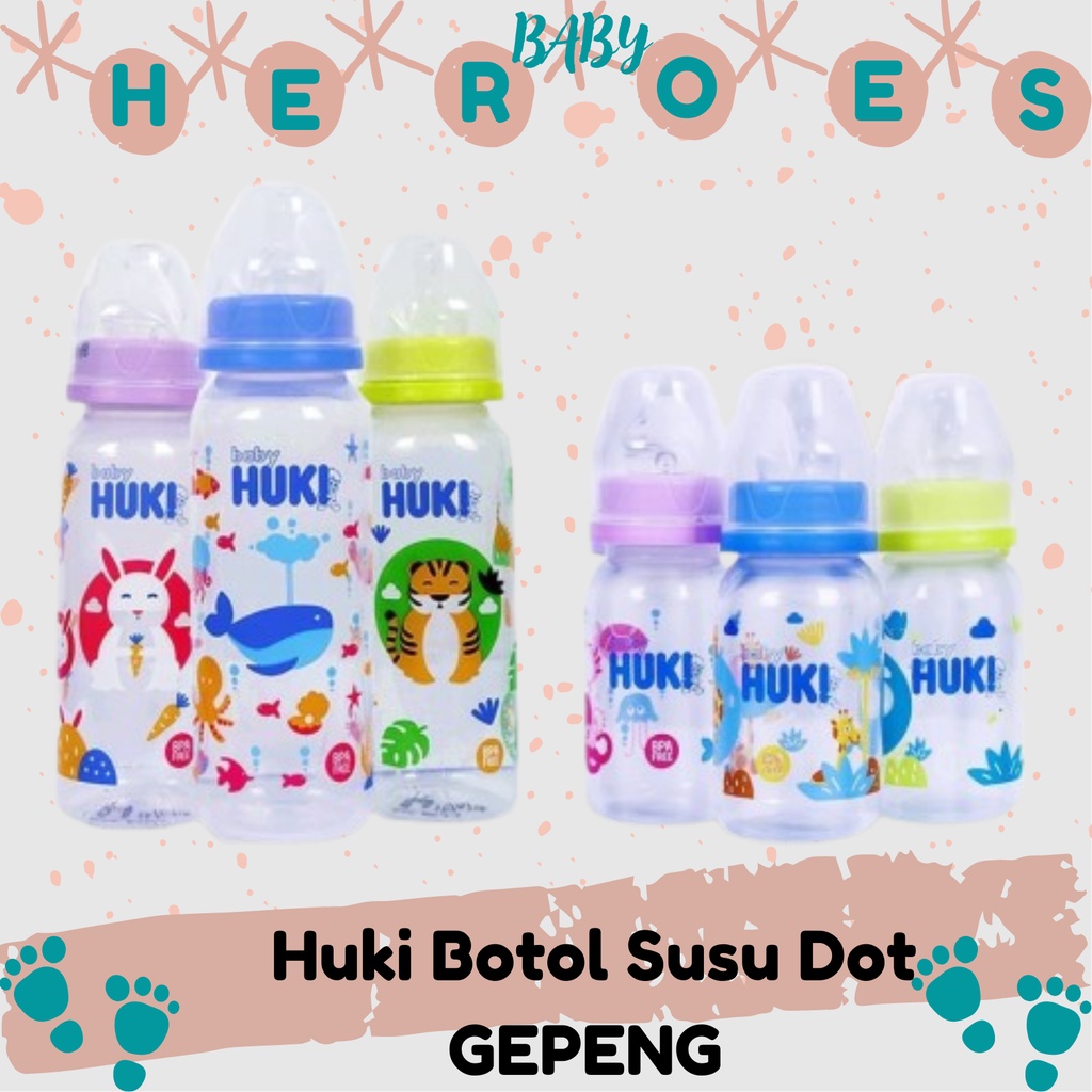 Huki Botol Susu PP SP Dot GEPENG - 60 ml / 120ml / 240ml RANDOM