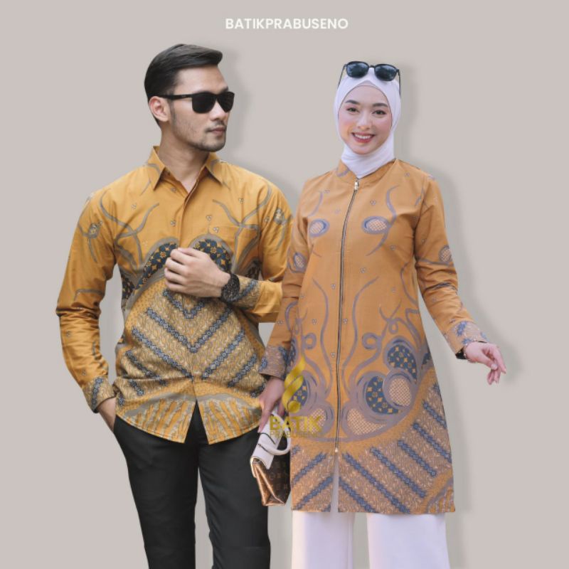 Batik Prabuseno Batik Sarimbit Tunik Kemeja Ulfa Kuning Batik Couple Batik Solo Original BatikPrabus