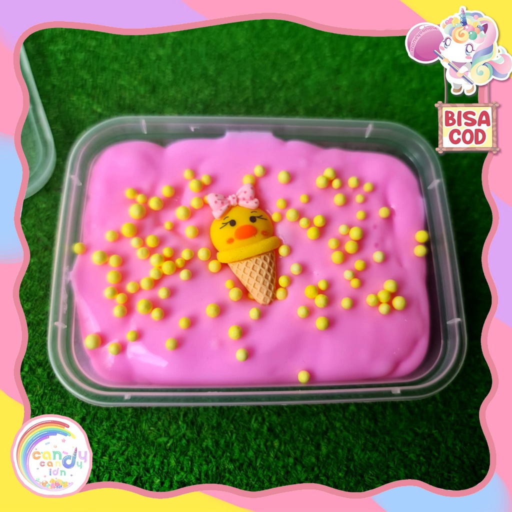 Slime pinky duck / slime bebek / slime original dengan packing bebek unik by kado.idn