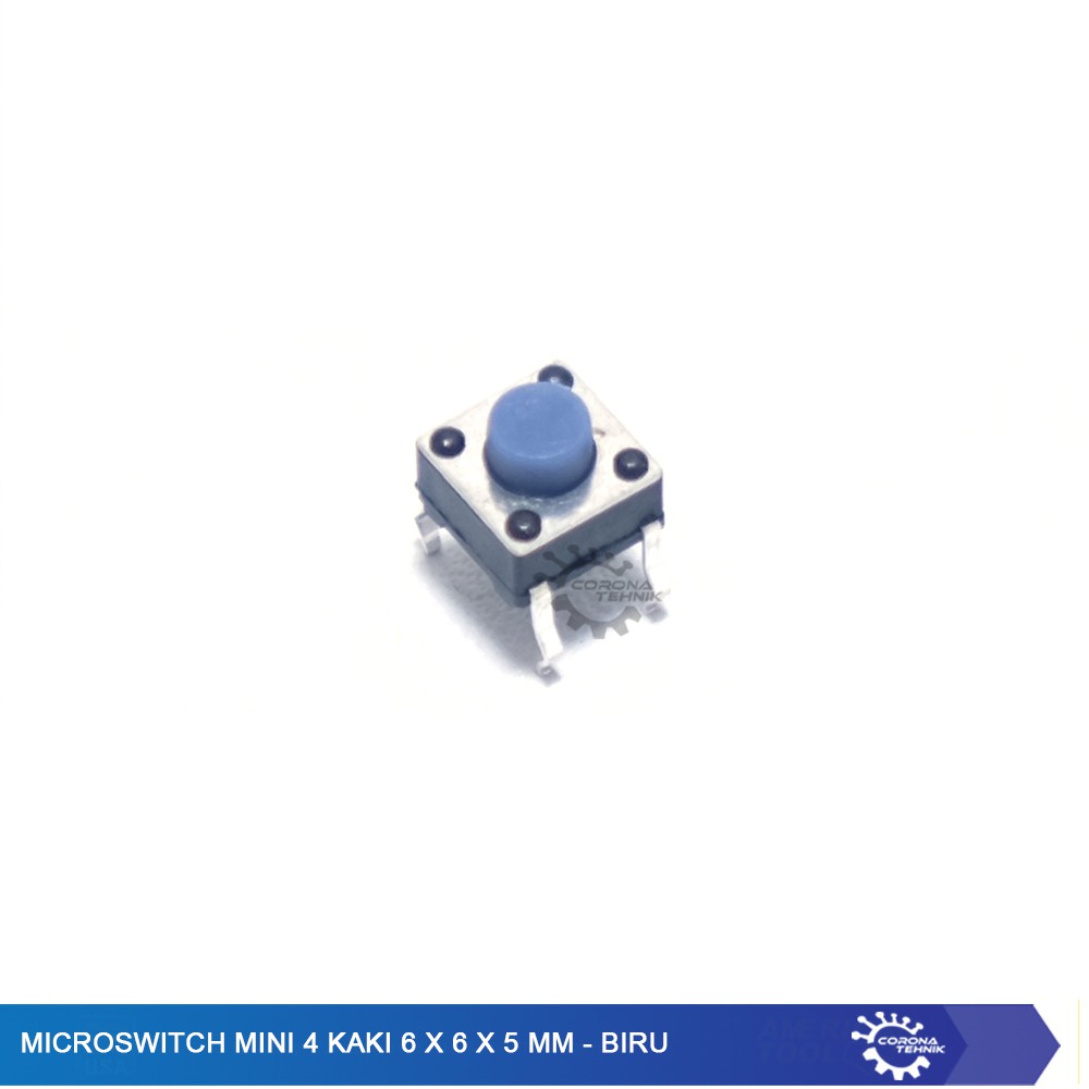 Biru Microswitch Mini 4 Kaki 6 x 6 x 5 mm