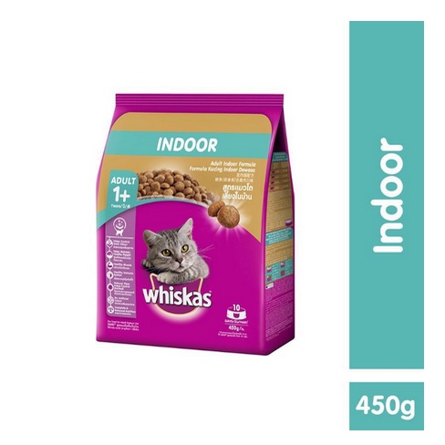 WHISKAS ADULT 1+ SKIN AND COAT, INDOOR 450 GRAM MAKANAN KUCING DRY FOOD