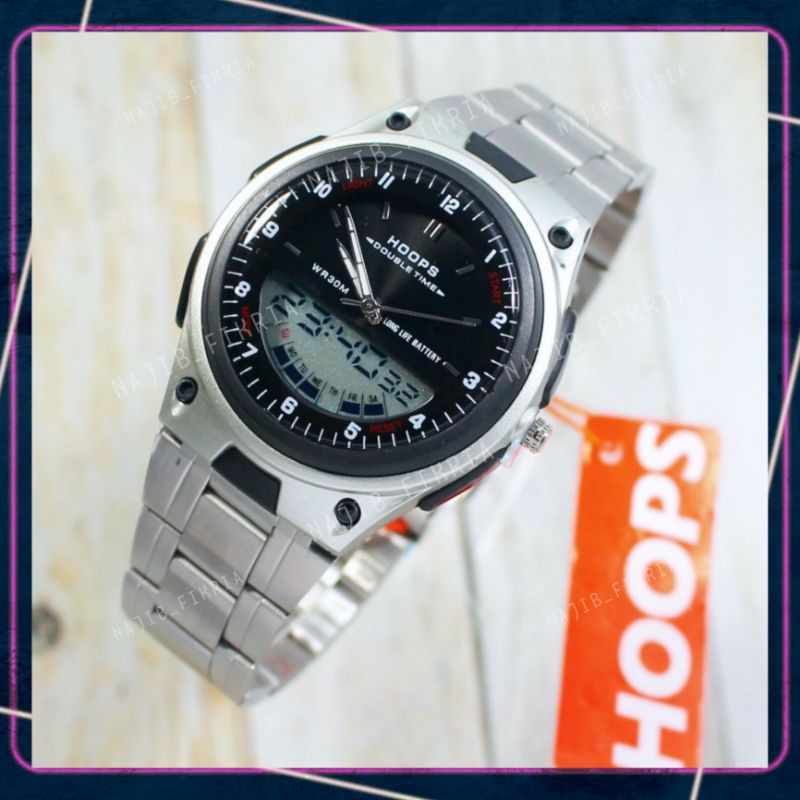 Jam tangan HOOPS DUALTIME A-1089 Water Resistant 30 Meter | Jam tangan Pria / Wanita / Unisex Tahan Air