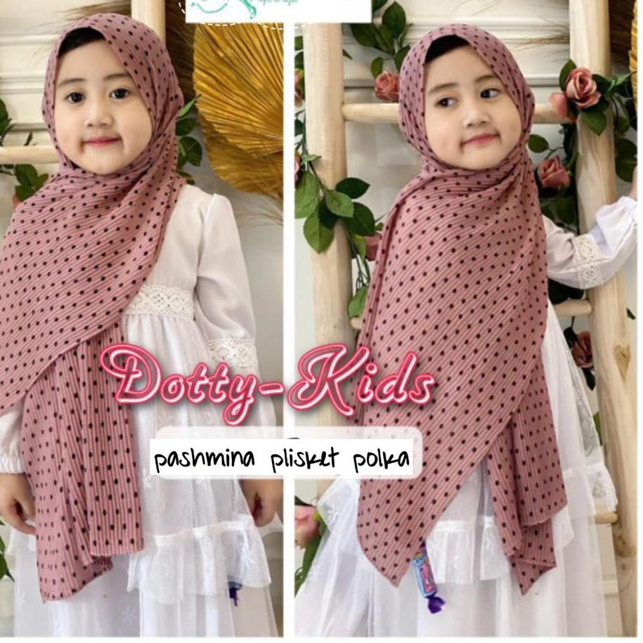 PROMO BESAR KODE-288 Pashmina anak Plisket ceruty polkadot usia 5-10 tahun