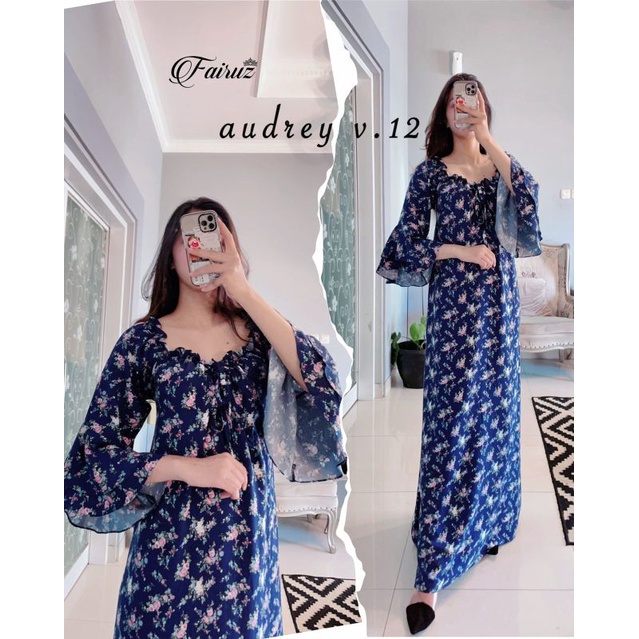 Daster arab FAIRUZ AUDREY Homedress Rayon Homewear Original Label-FAY: NAVY VOL.12