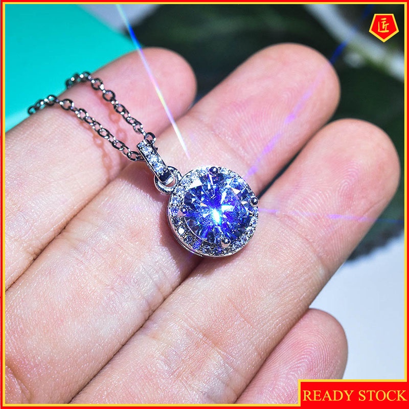 [Ready Stock]Moissanite Pendant Pt950 Platinum Carat Necklace Women's Simple