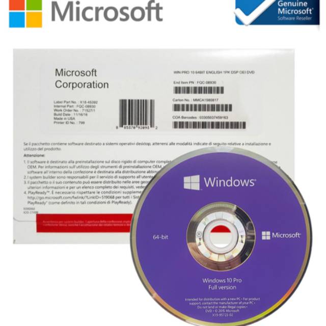 WINDOWS 10 PRO 64BIT ORIGINAL