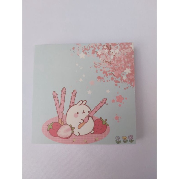 MEMO PAD aesthetic cute design karakter animasi molang-Pocky strawberry