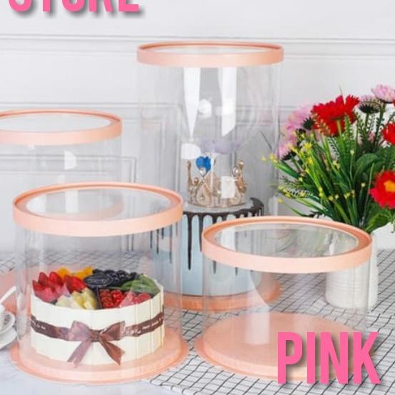 

Miliki - Cake Box Bulat Dus Kue Kotak Kue Transparant Mika PET 22x22 cm