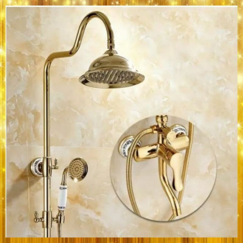Shower Tiang Panas Dingin Gold Kran Shower Column Kuningan