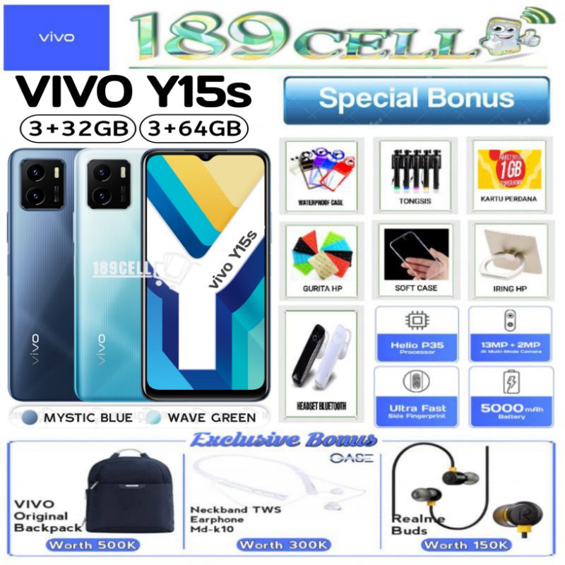 VIVO Y15s Y15 s Y16 RAM 3/32 GB | Y15S 3/64 | Y01 2/32 GARANSI RESMI VIVO INDONESIA