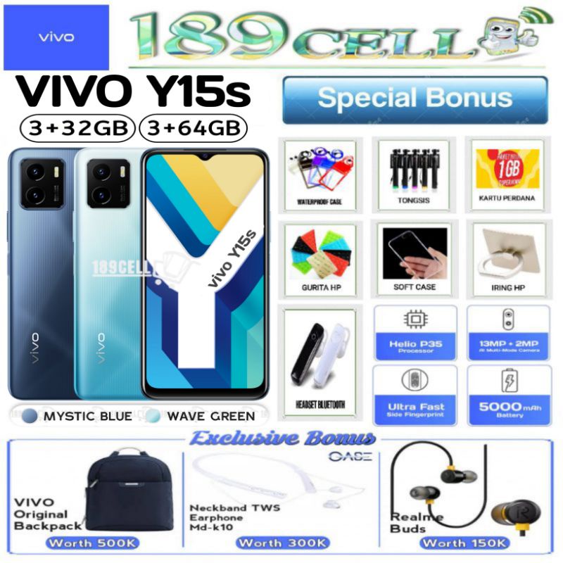 VIVO Y15s Y15 s Y16 RAM 3/32 GB | Y15S 3/64 | Y01 2/32 | Y1s 2/32 GARANSI RESMI VIVO INDONESIA