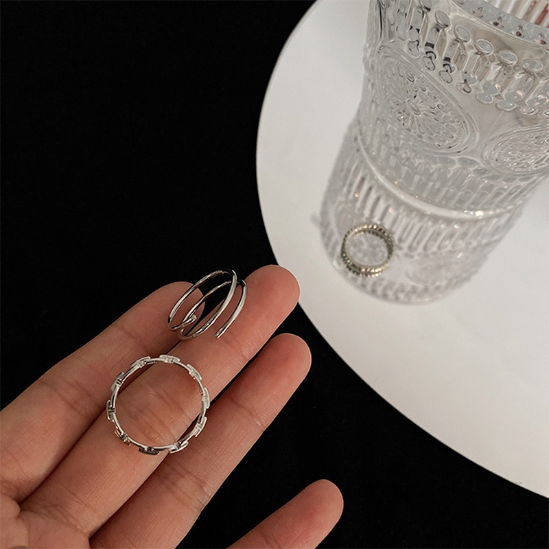 We Flower 3PCs Korean Girls Geometric Knuckle Ring Set for Women Fashion Finger Jewelry