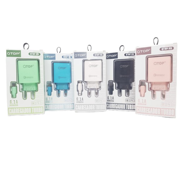 Travel Charger Qtop Macaron / Charger Casan Macaron 6.1 Ampere 2 USB [PM]