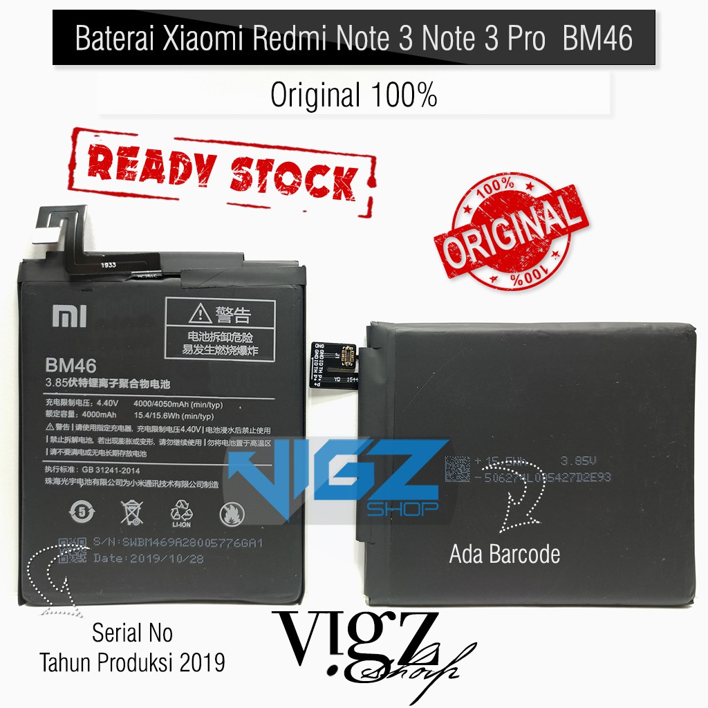 Baterai Xiaomi Redmi Note 3 Note 3 Pro / BM46 Original 100%