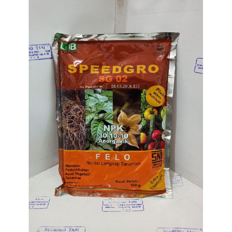 NPK SPEEDGRO SG 02 FELO (30-10-10) PLUS MIKRO NUTRIENT 500 GR