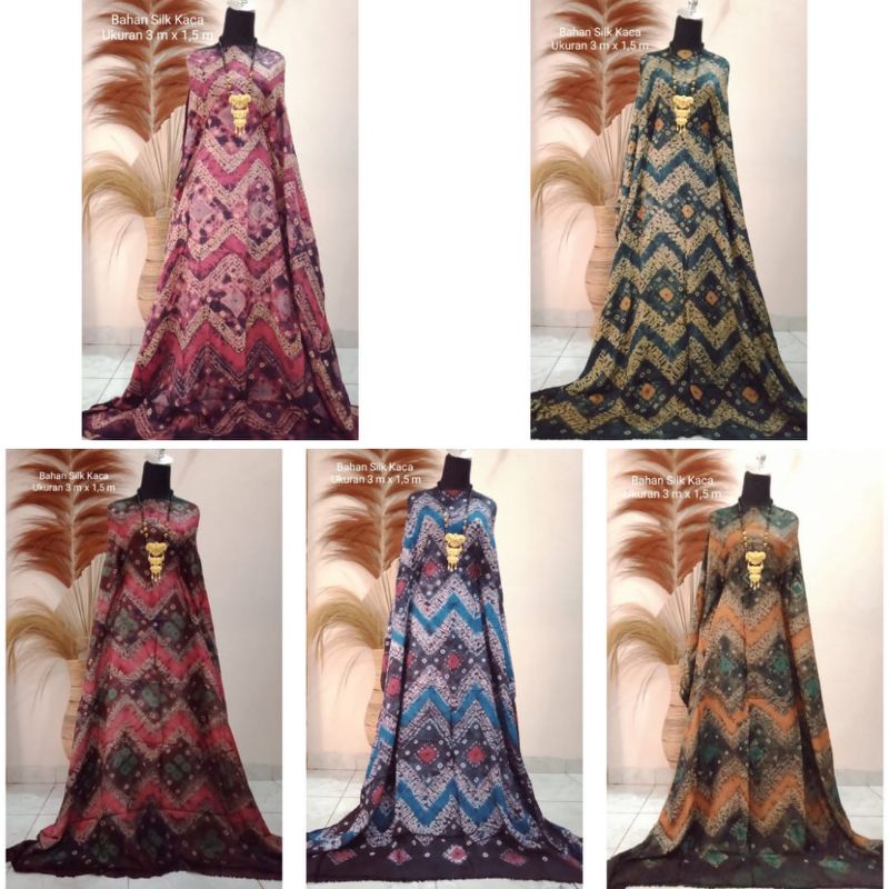 KAIN JUMPUTAN PALEMBANG SILK KACA OREN BIRU 3 METER LEBAR BESAR BAHAN BAJU GAMIS DRESS PESTA KONDANG