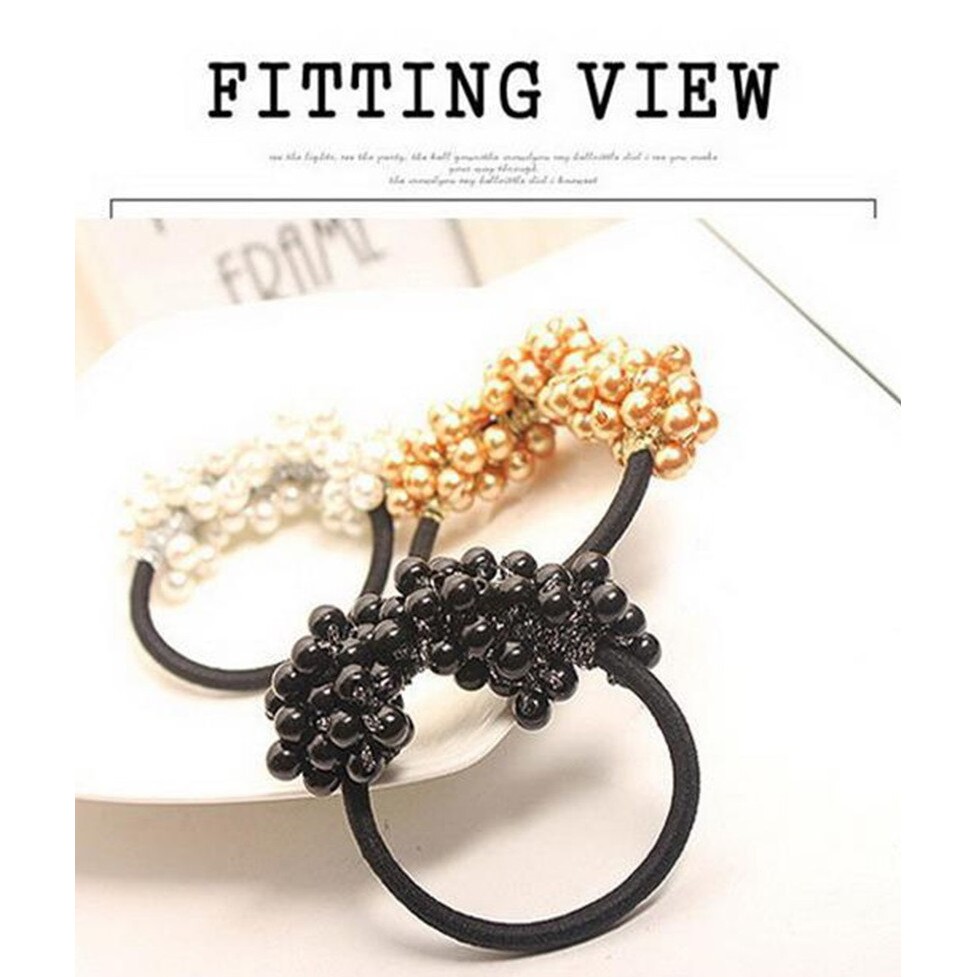 Ennwen IK04 Korea Pearl Rubber Band Ikat Rambut Mutiara Anggur-1
