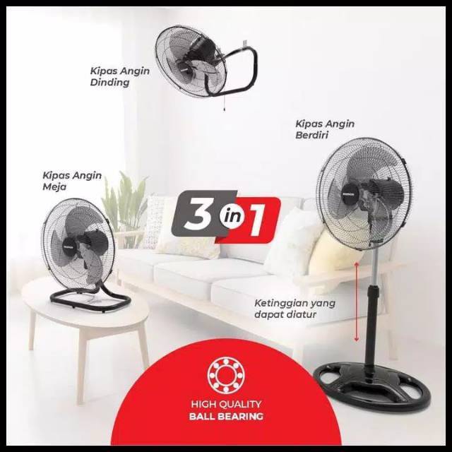 MASPION KIPAS ANGIN DINDING DAN BERDIRI BAHAN BESI 18 Inch