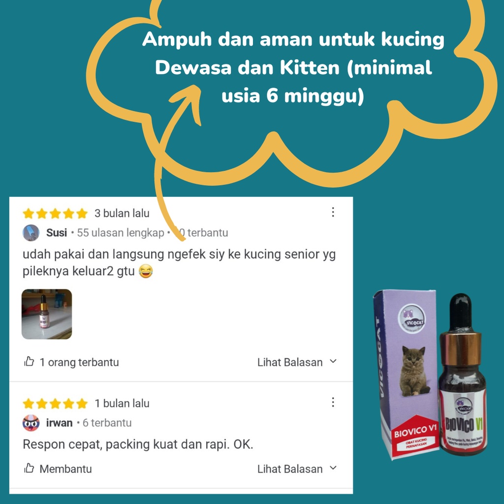 BIOVICO V1 Obat Kucing FLU Pilek Demam Virus Kitten Panas Antibiotik Pernafasan Kucing Ampuh Manjur dan Aman