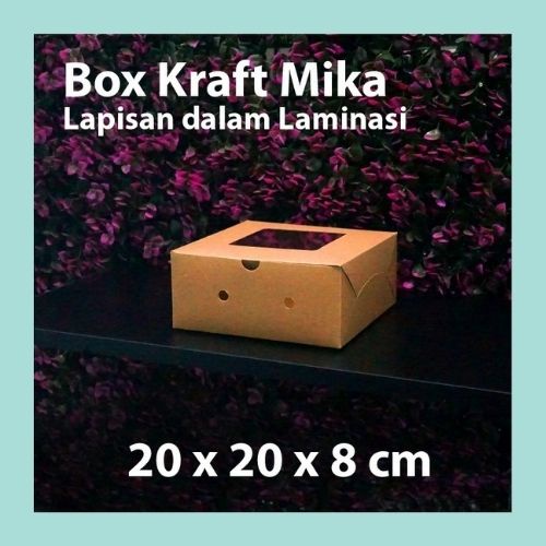 

Dus Kraft Dengan Mika Ukuran 20x20x8 Cm Box Kue Snack Kardus Cake