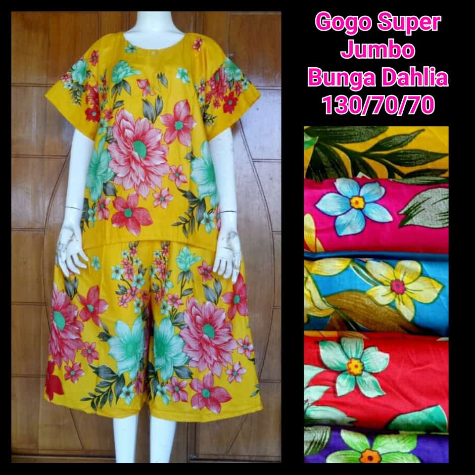 BAJU TIDUR DASTER / setelan pendek jumbo / rayon solo / motif bunga / babydoll/ busui bumil / dewasa