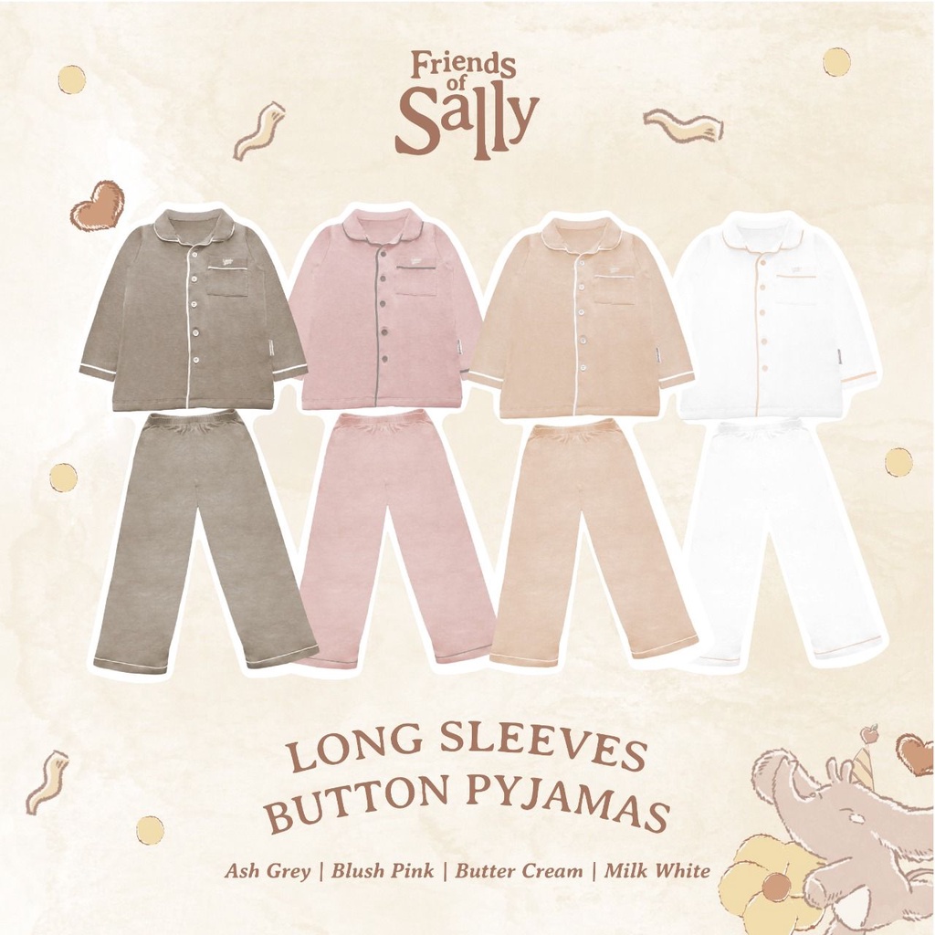 Friends of Sally LONG Sleeves Button Pyjamas