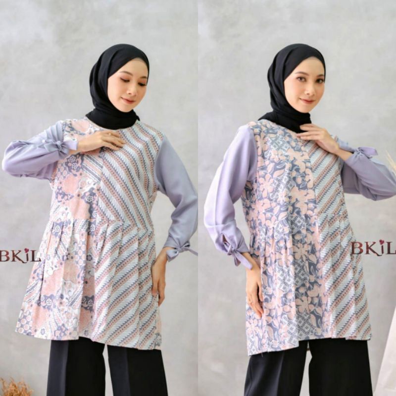 Baju Batik Wanita Modern Atasan Blouse Batik Kerja Kantor Wanita