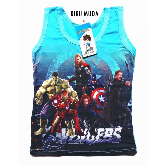 3 PCS NANOKID| 3 SINGLET ANAK COWOK AVENGERS / KAOS DALAM ANAK COWOK KARAKTER AVERGERS