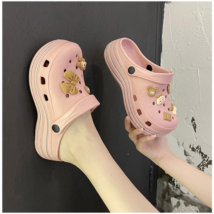 littlekiddoss SH2241 Sendal Selop Wedges Wanita Import Sandal Clog Jibblitz Jiblitz BKK Sendal Fuji Kekinian Sendal DIY EVA Sendal Baim Clog Wanita