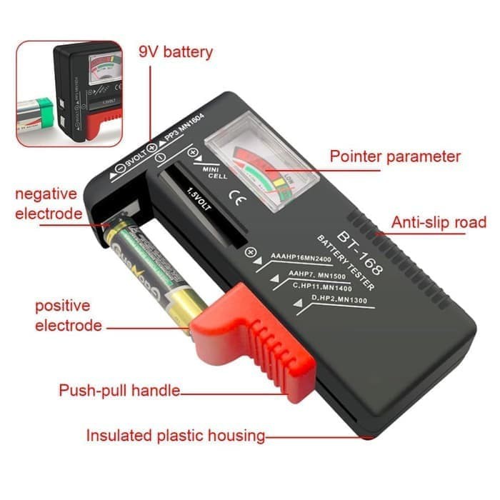 Alat Tester Batterai Universal Analog Digital BT168 Alat Cek Baterai Test