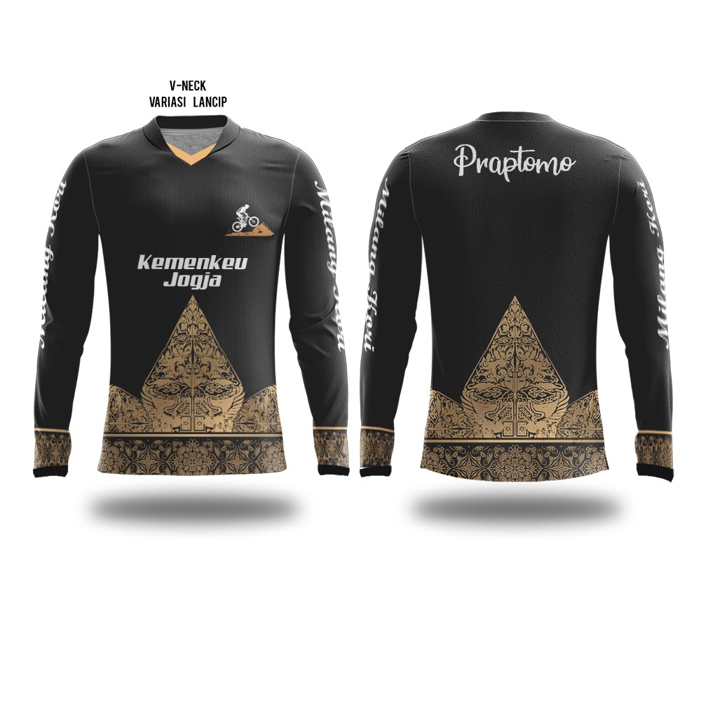Kaos Baju Jersey sepeda gowes mtb mountain bike hitam gunungan jawa wayang Lengan Panjang custom