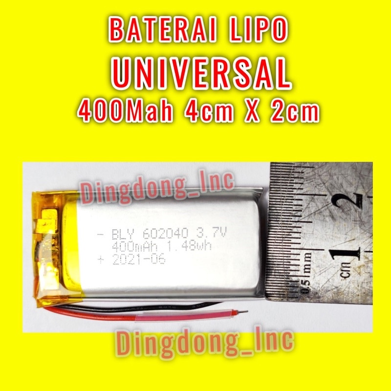 BATERAI LIPO UNIVERSAL 400 MAH BATRE LITHIUM POLIMER 400MAH