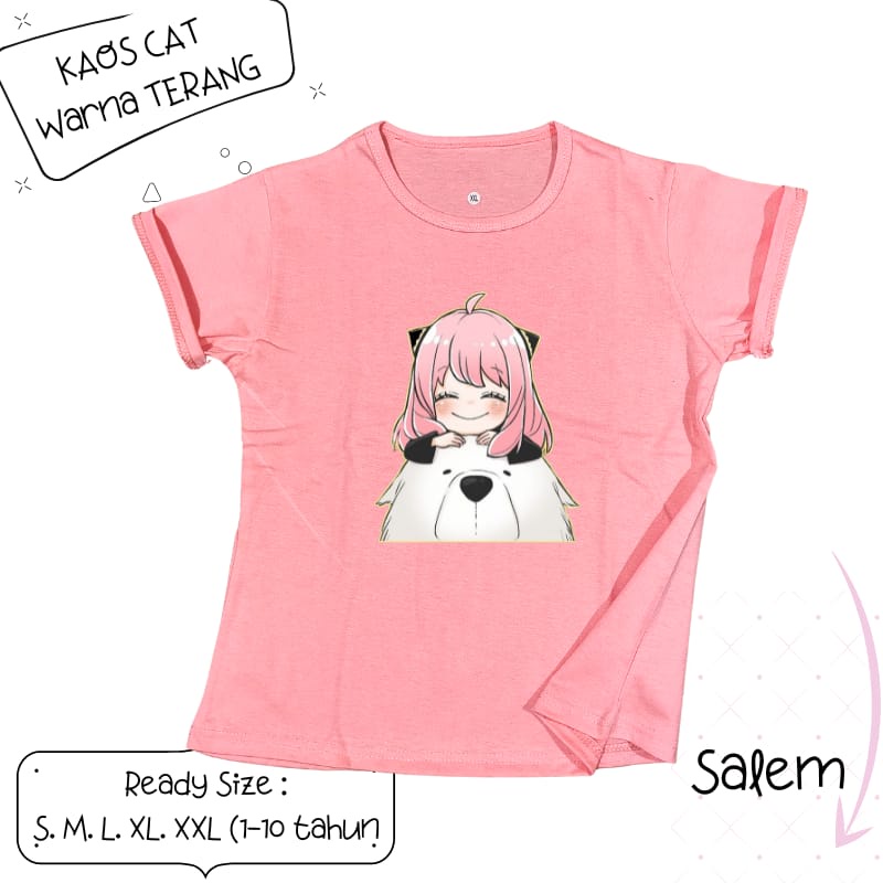 Baju Kaos Anak Cewek 3-12 tahun sampai Dewasa Jumbo &quot;ANYA&amp;BEAR&quot;