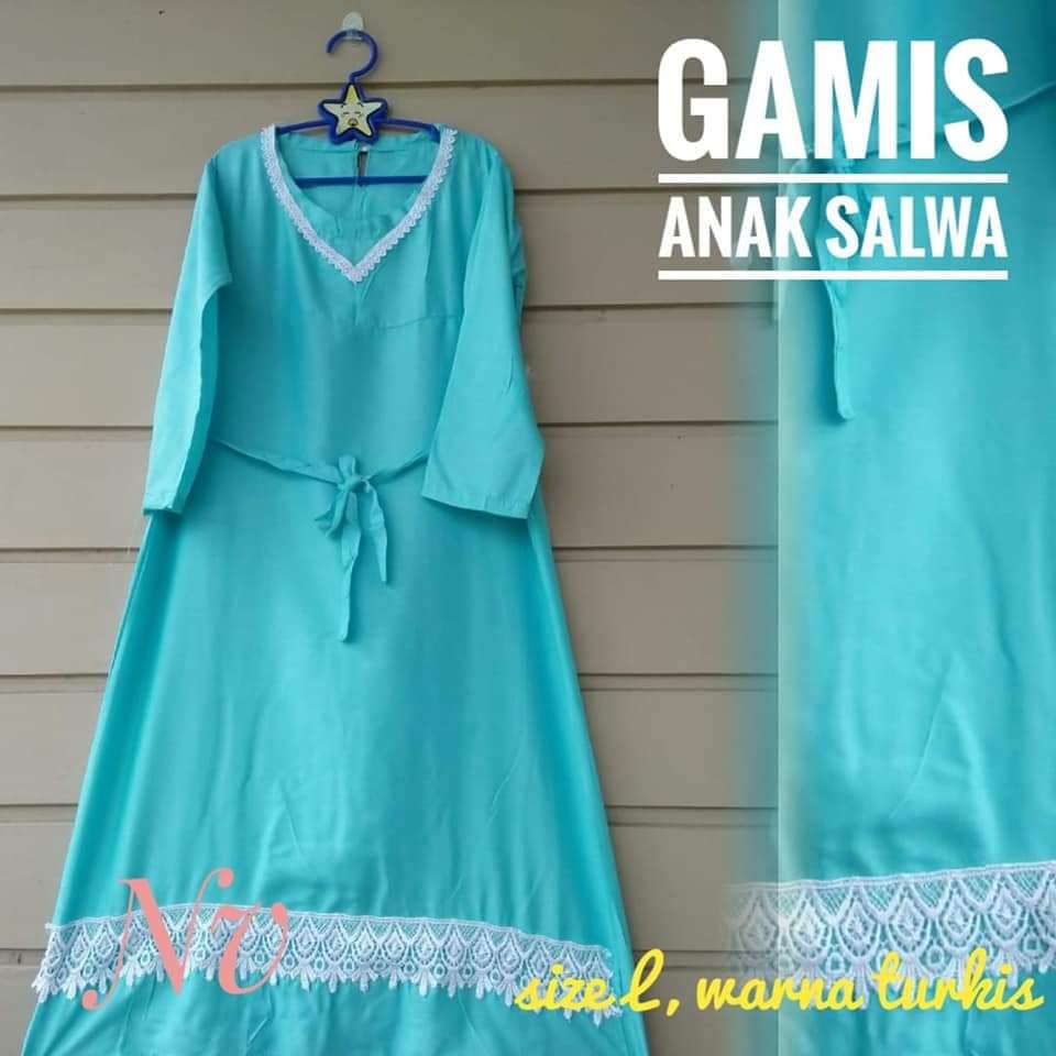 BAJU ANAK GAMIS RENDA SALWA UK L ( UMUR 6 - 8 TAHUN )