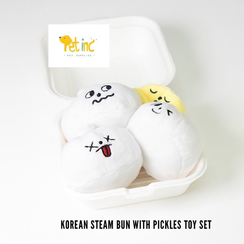 Korea Steamed Bun and pickles hide treats squeak set toy set (4 items)