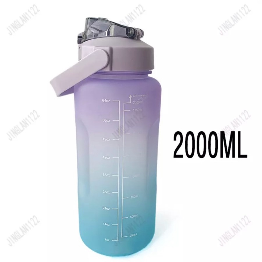 Botol Minum 2liter Viral Tritan Gym Sekolah 2L Liter 2000ml Bottle