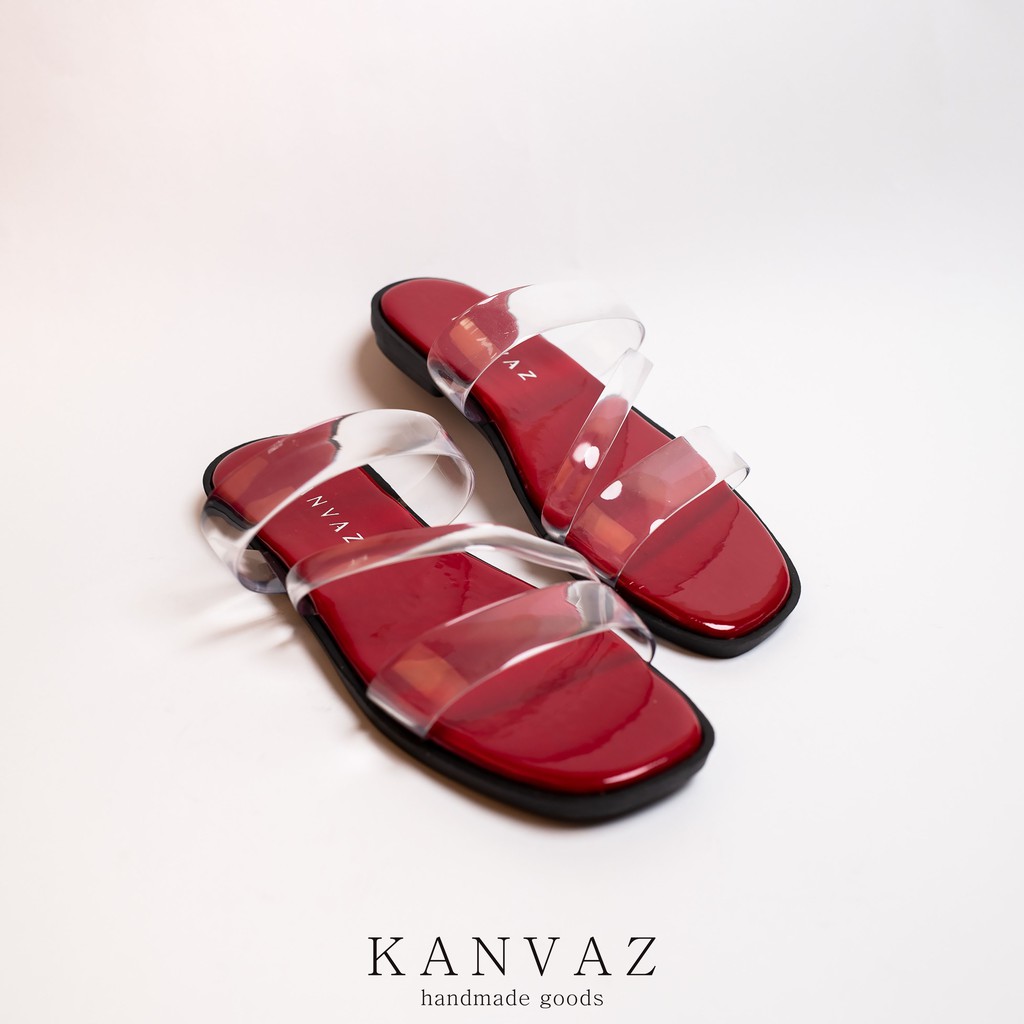 DIVA | SANDAL TEPLEK JELLY TRANSPARAN - SENDAL WANITA / Sandal Slop Cewek Murah-MAROON