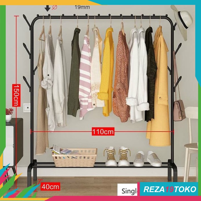 RAK PAKAIAN GANTUNG / GANTUNGAN PAKAIAN / HANGER BAJU BESI /RAK PAKAIAN PORTABLE / RAK PAKAIAN RG073
