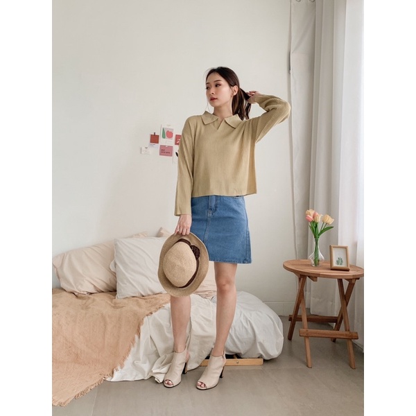 laura crop top | aeris polo knit crop | geani crop blouse