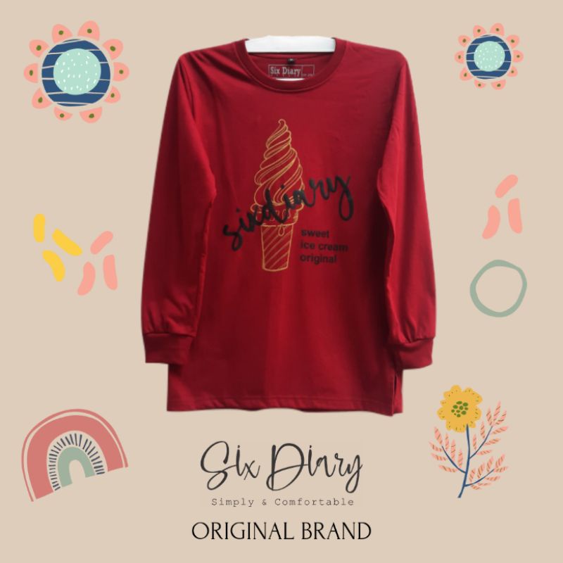 Baju Atasan Kaos Wanita Original Six Diary Maroon